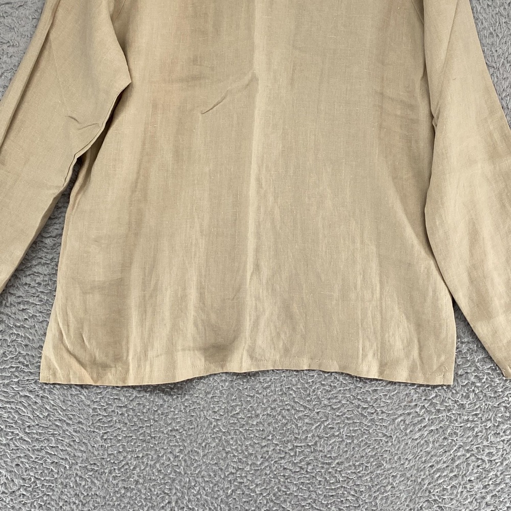 The J Peterman Company Linen‎ Tunic Top Womens Large Beige Button Front Utility - Picture 11 of 14